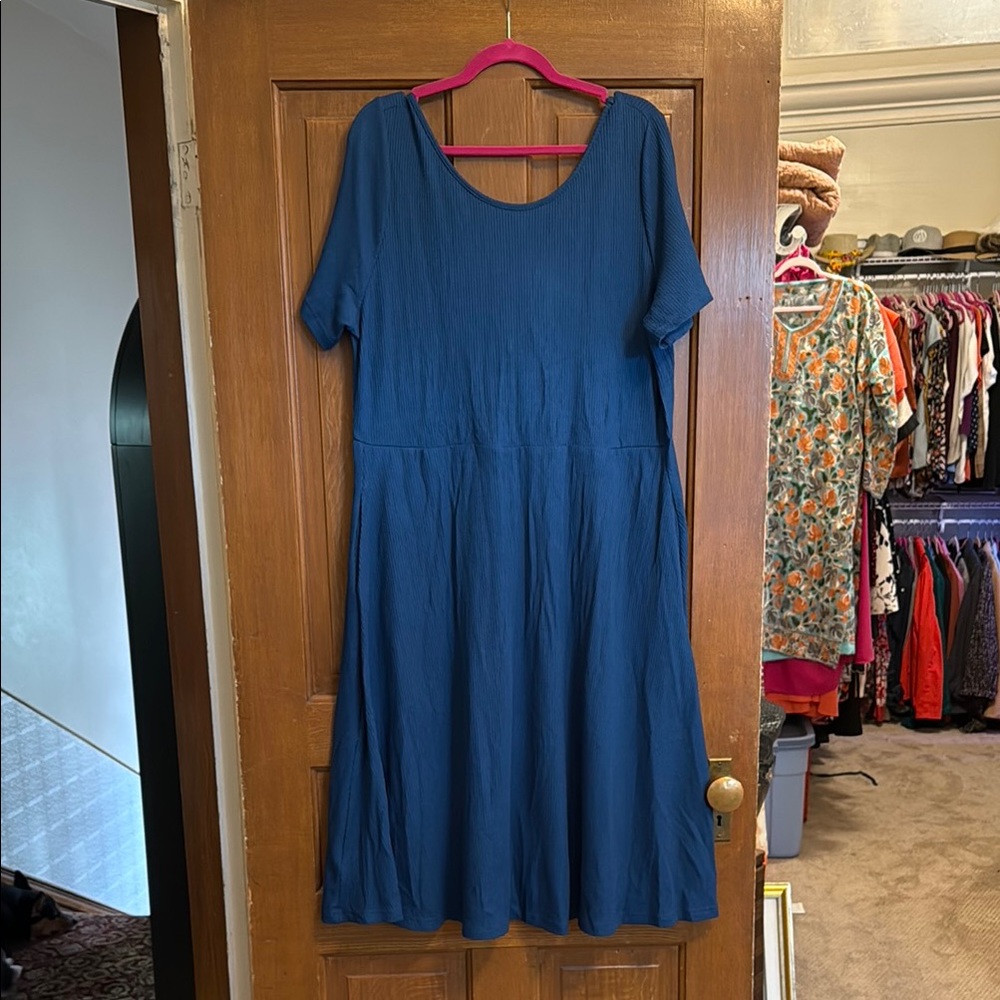 BloomChic Blue Flutter Midi Sundress